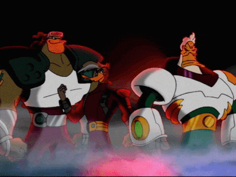 A panning shot of the Mighty Ducks team