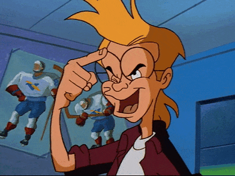 Buzz Blitsman pointing at his head to indicate where his formula is kept