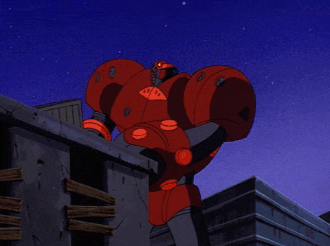 a giant (red) devastator robot