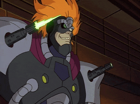 Dr. Droid, a self-made cyborg, shooting laser beams from his chest