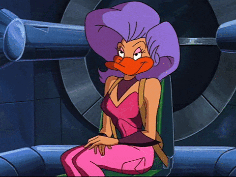 Lucretia Decoy batting her eyes at Nosedive and Duke